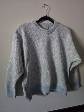 Classic Light Blue Patterned Crewneck Sweater